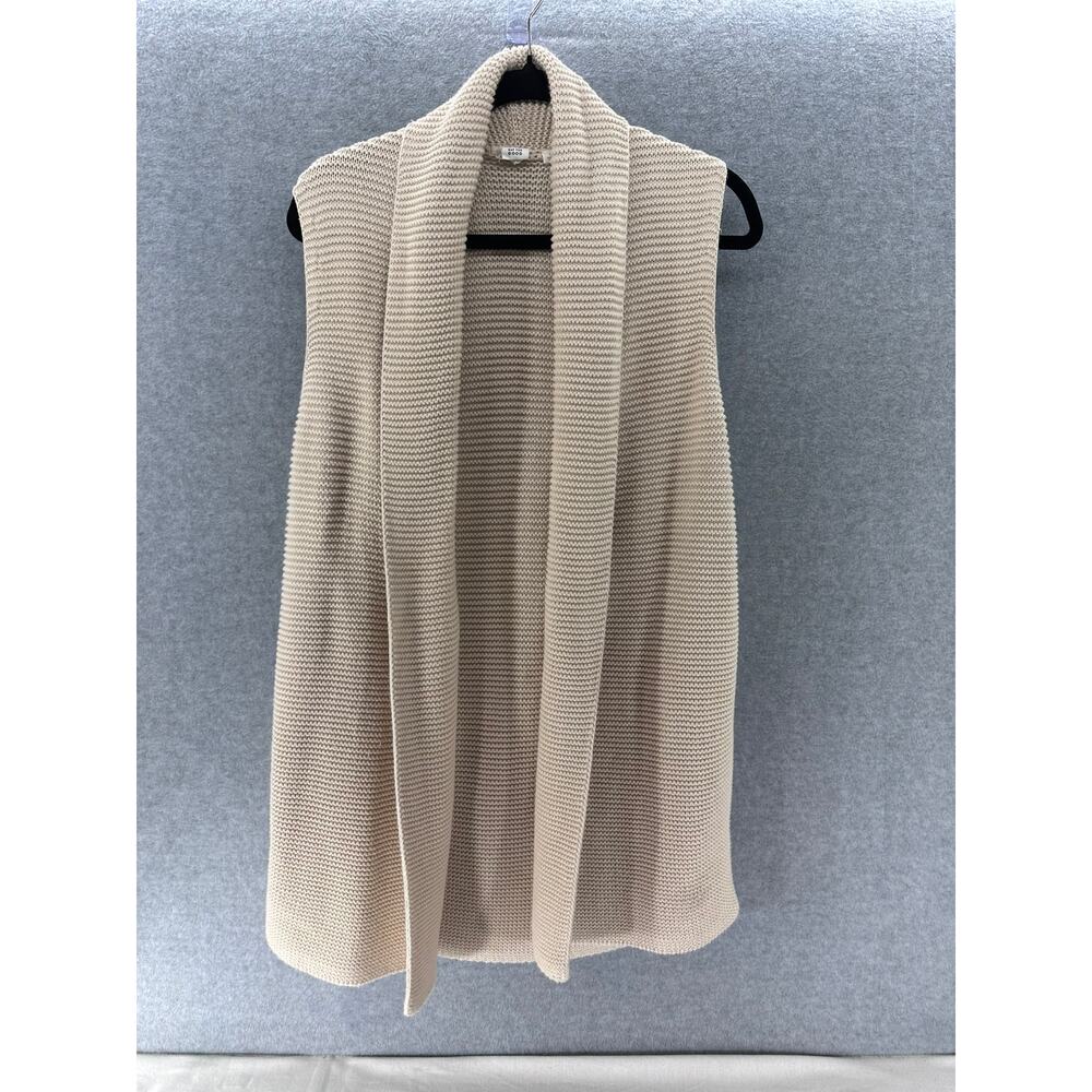Gap Women's sz M Chunky Knit 100% Cotton Vest Sweater Cream Cozy Fall Warm BOHO